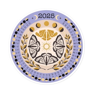 2025 Mondkalender Aufkleber - Monarchs, Sun, and Moon Design