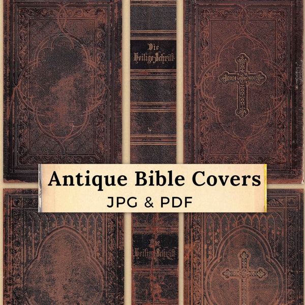 Antique Bible Covers Printable | Old Book Covers Digital | Holy Bible Book Cover JPG | Vintage Bible Download