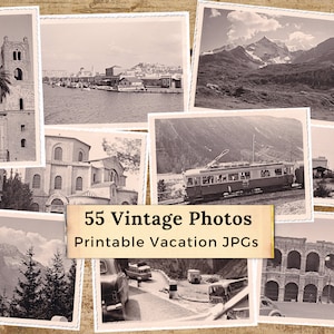 Vintage Polaroid-Style Photos from the 1950s Download | Digital Scans of original Europe vacation photos | Printable holiday pictures