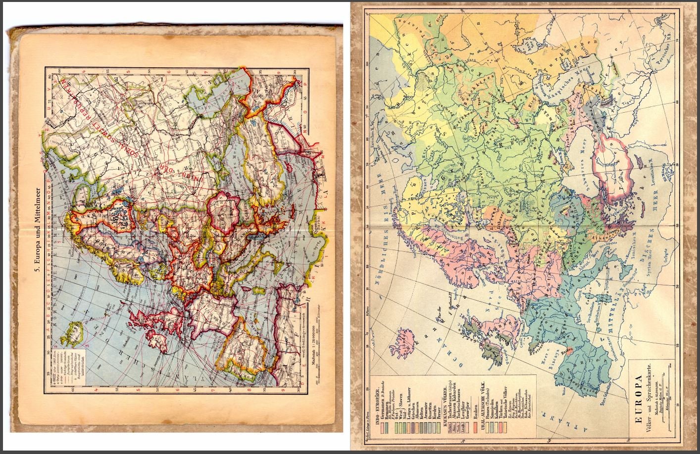 Printable Europe Maps JPG and PDF | Vintage Map Europe for Scrapbooking ...