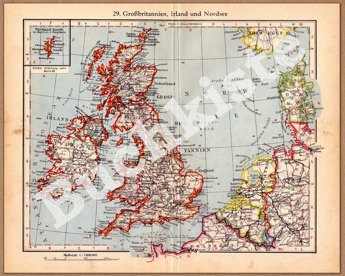 Printable Great Britain Map JPG and PDF | Vintage Map UK & Ireland for ...