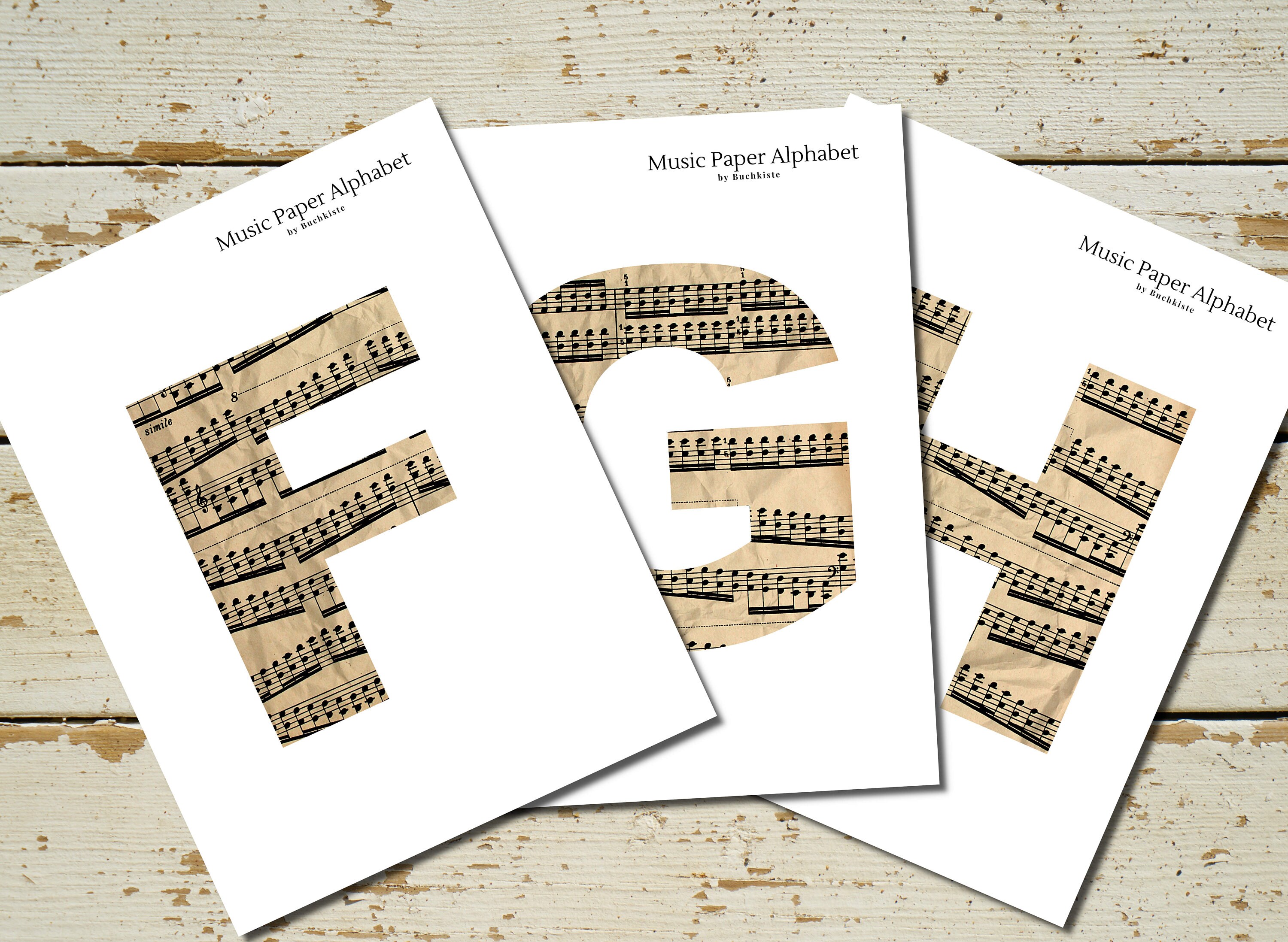 Printable Music Paper Alphabet | Vintage Music Sheet Letters Garland Banner| JPG | for ...