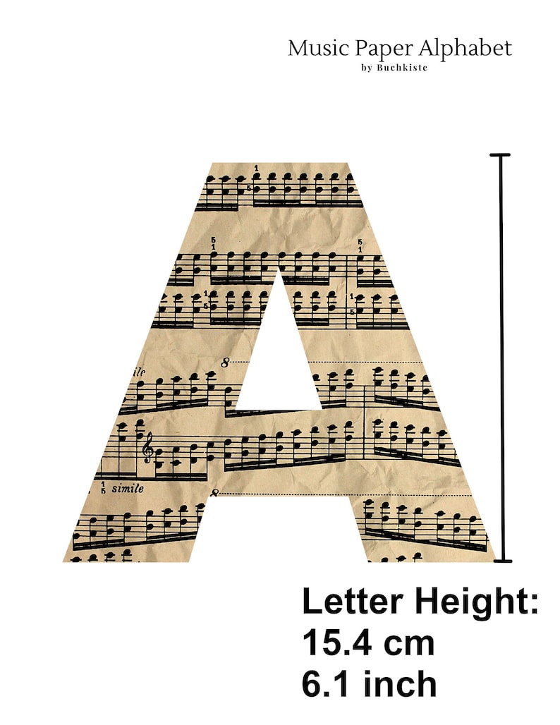 Printable Music Paper Alphabet | Vintage Music Sheet Letters Garland Banner| JPG | for ...