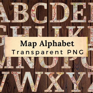 Druckbare PNG Karte Alphabet | Vintage Karte Buchstaben | Transparenter Hintergrund PNG | Karte Clipart