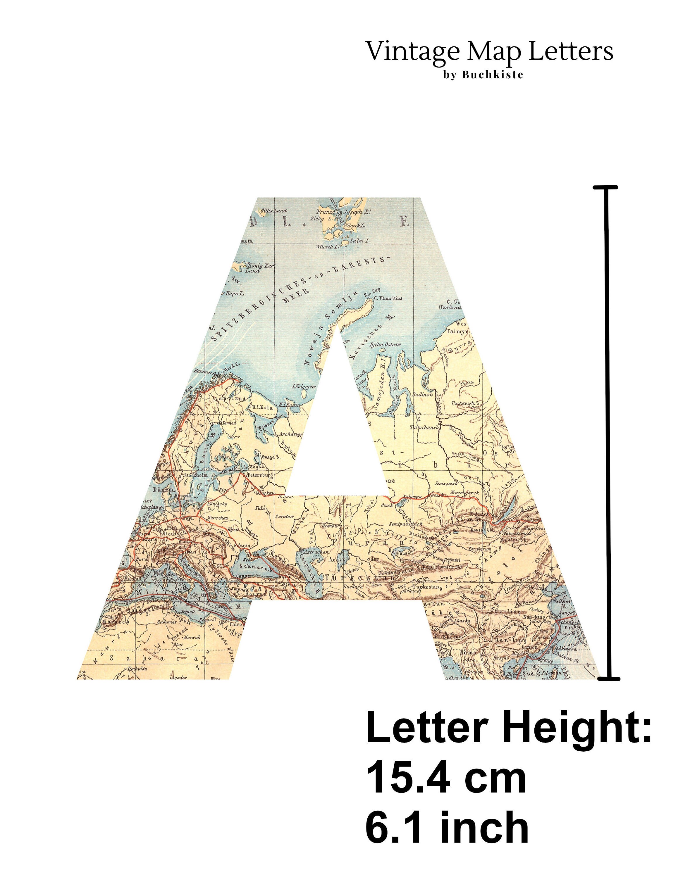 PDF Printable Map Alphabet Digital Vintage Map Letters Party Banner