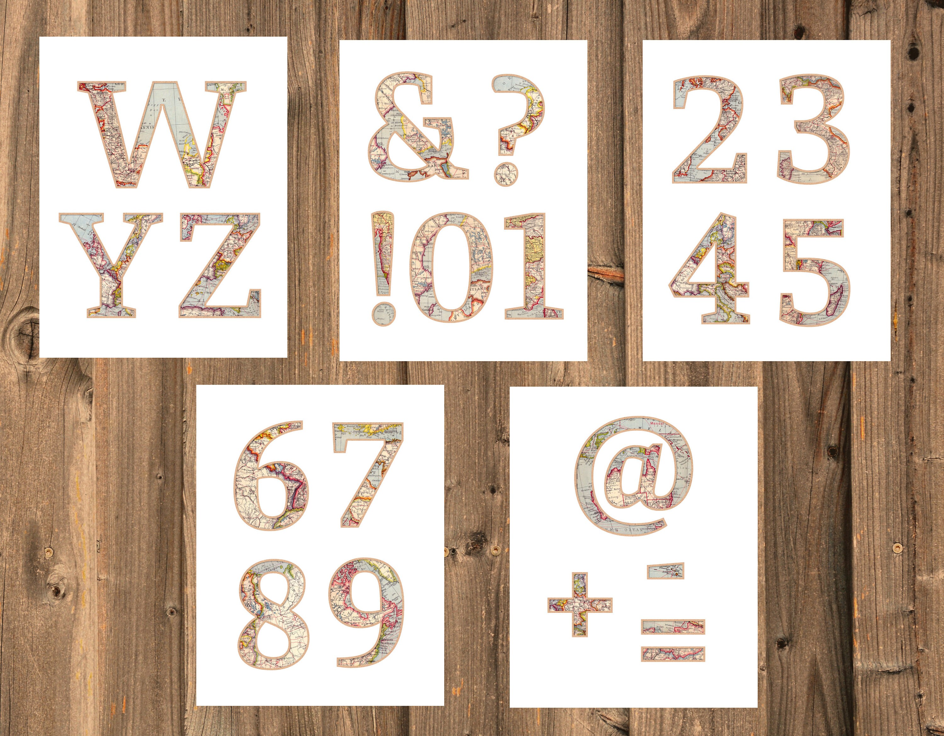 Printable PDF Map Alphabet Vintage Map Letters Digital Alphabet Letter ...