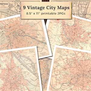 Druckbare Stadtplan 1875 JPG | 8,5 x 11 Zoll | Vintage Karte Wien, London, Berlin, Rom und Schweizer Städte | Für den kommerziellen und persönlichen Gebrauch