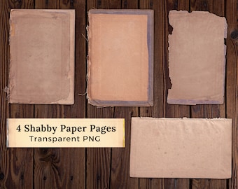 Shabby Papier Seiten | Vintage zerrissene Kante PNG Clipart (digitaler Download)