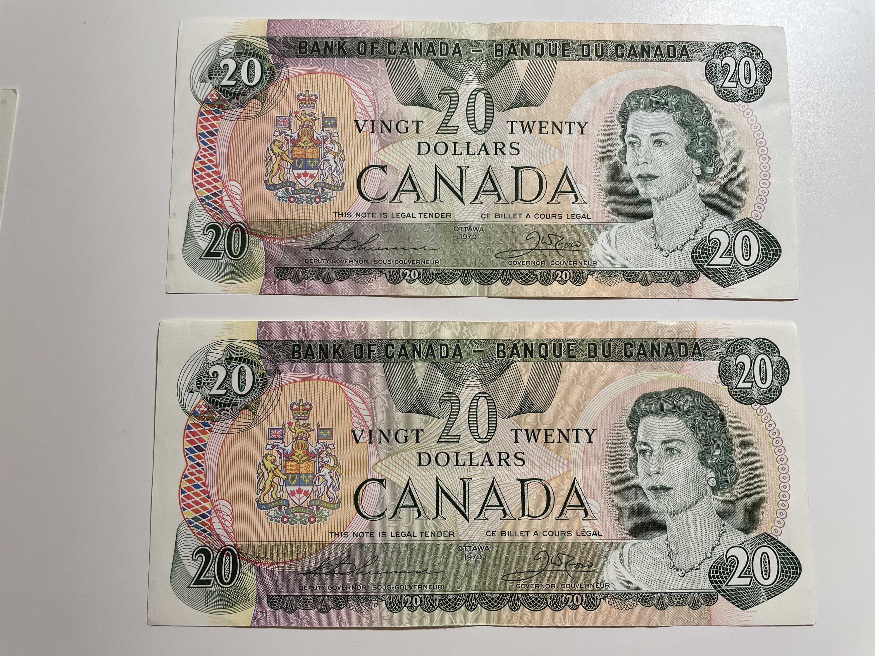 1979 Bank of Canada Genuine 20 Dollars Banknote, Canadian Bill