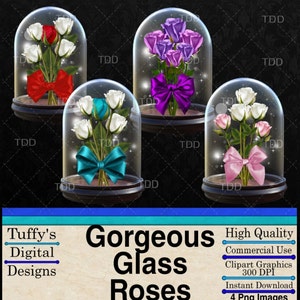 Elegant glass boutique of roses. Each one is a beautiful color with great detail. These add a touch of class to scrapbooking. High quality.