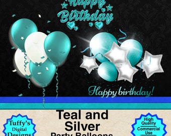 Beautiful birthday party digital artwork. These have balloons, borders, frames and candles are included to personalize your own creations.