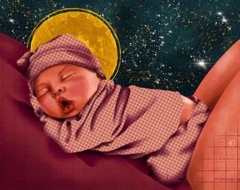 Astronomer- Mother Baby Fine Artist Print