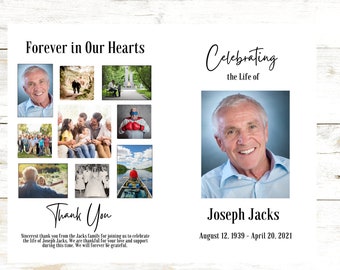 Funeral Program Obituary Template Celebration of Life Memorial Program Editable Instant Download Simple Design