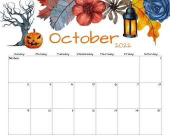 Halloween 2022 Calendar October Calendar | Etsy