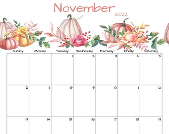 november calendar november 2022 printable calendar autumn etsy hong kong