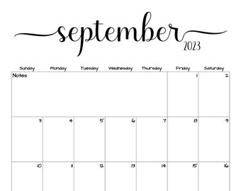 Fillable/Bearbeitbarer September 2023 Kalender | September 2023 Kalender | Einfacher Script Kalender | Sofort Download | PDF, PNG, JPG
