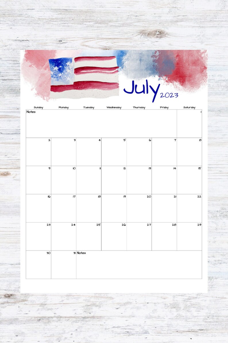 Fillable/editable July Calendar July 2023 Printable Calendar Etsy