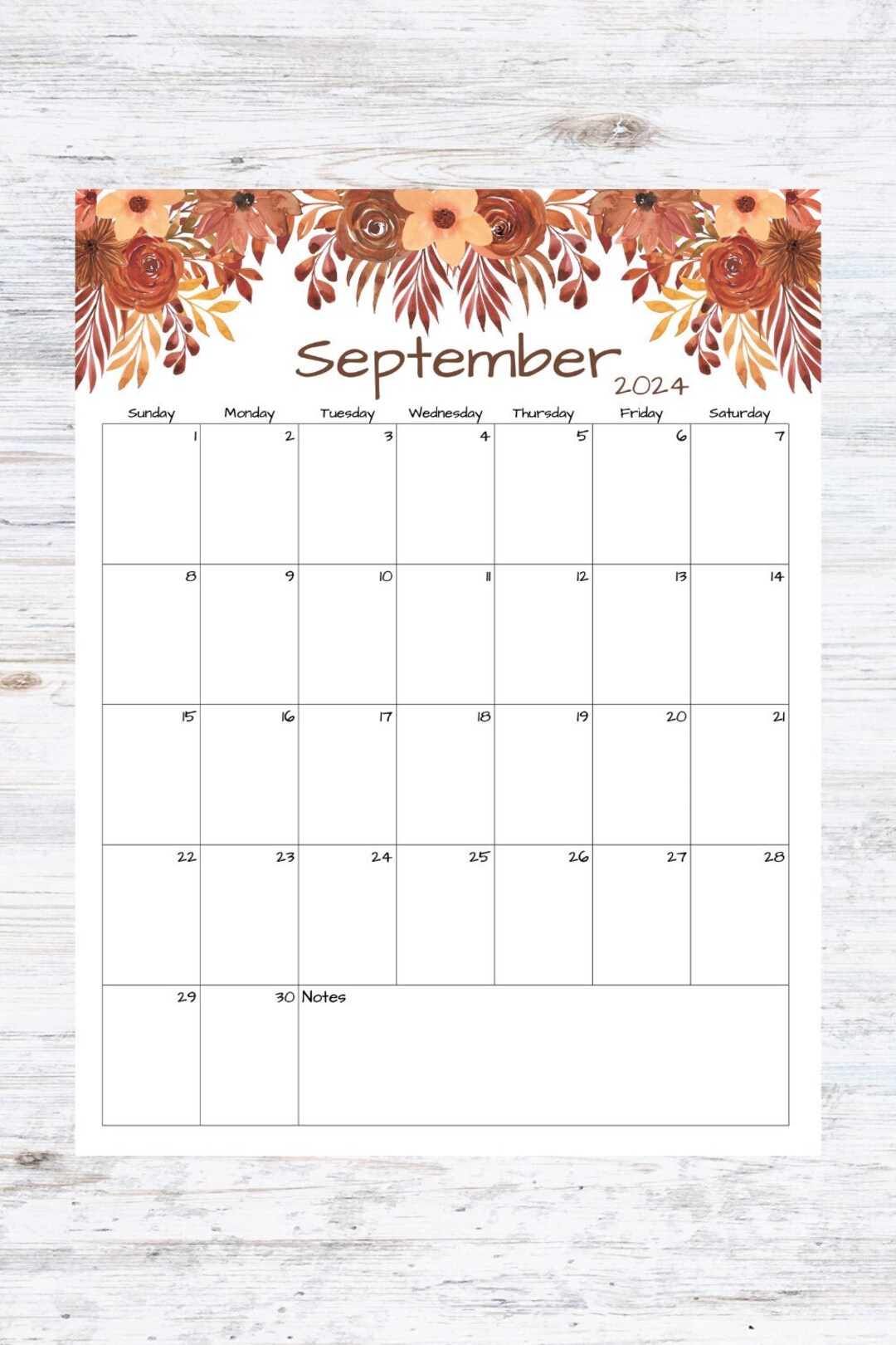Fillable/editable September Calendar September 2024 Printable Calendar