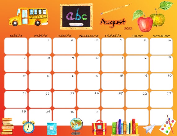 august calendar august 2022 printable calendar back to etsy