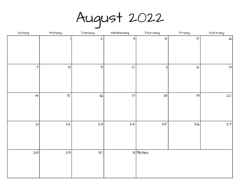 august calendar august 2022 printable calendar simple etsy ireland