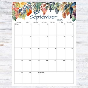 Fillable/Editable September Calendar | September 2025 Printable Calendar | Autumn Leaves Calendar | Download | PDF, PNG, JPG | Printable