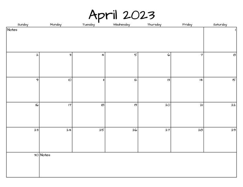 April Calendar april 2023 Printable Calendar Simple Etsy