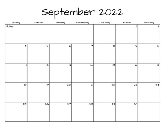 september calendar september 2022 printable calendar simple etsy