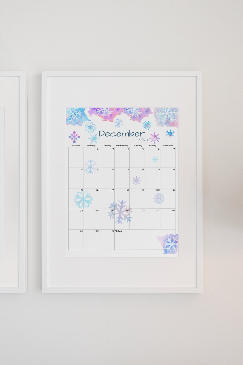 Fillable/editable December Calendar December 2024 Calendar Winter Snow