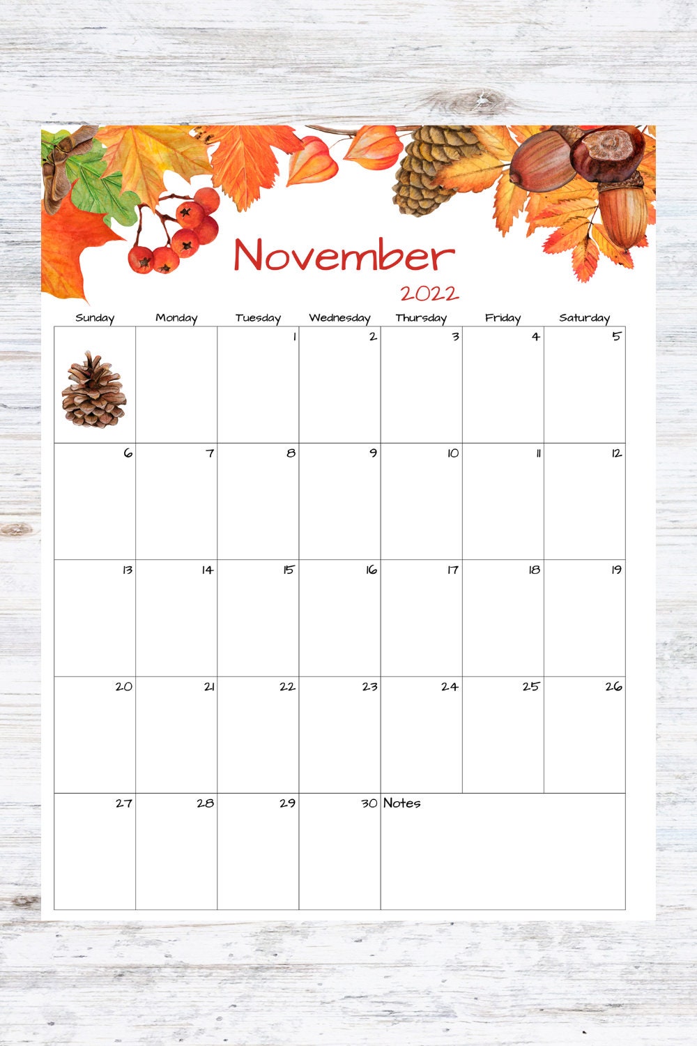 Fillable/editable November Calendar November 2022 Printable Etsy
