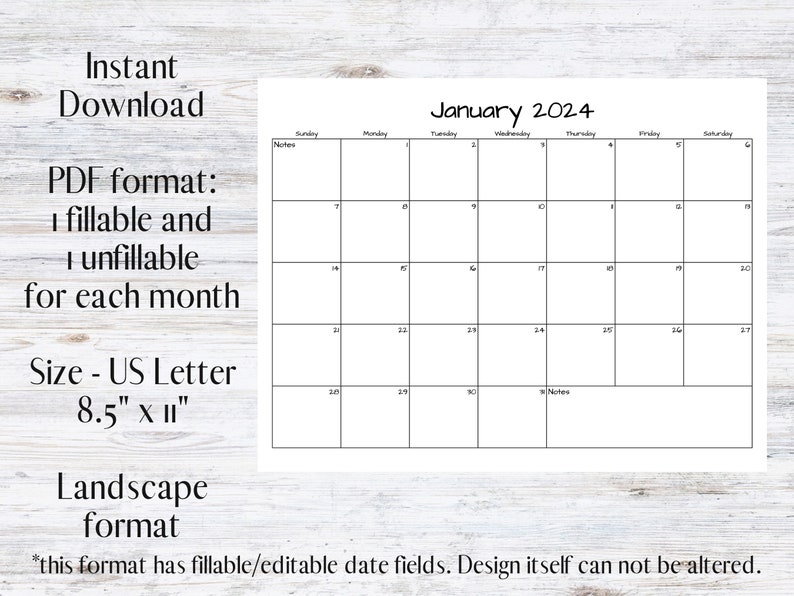 Editable Fillable Typeable 12 Month - Il 794xN.4255456602 Du7y