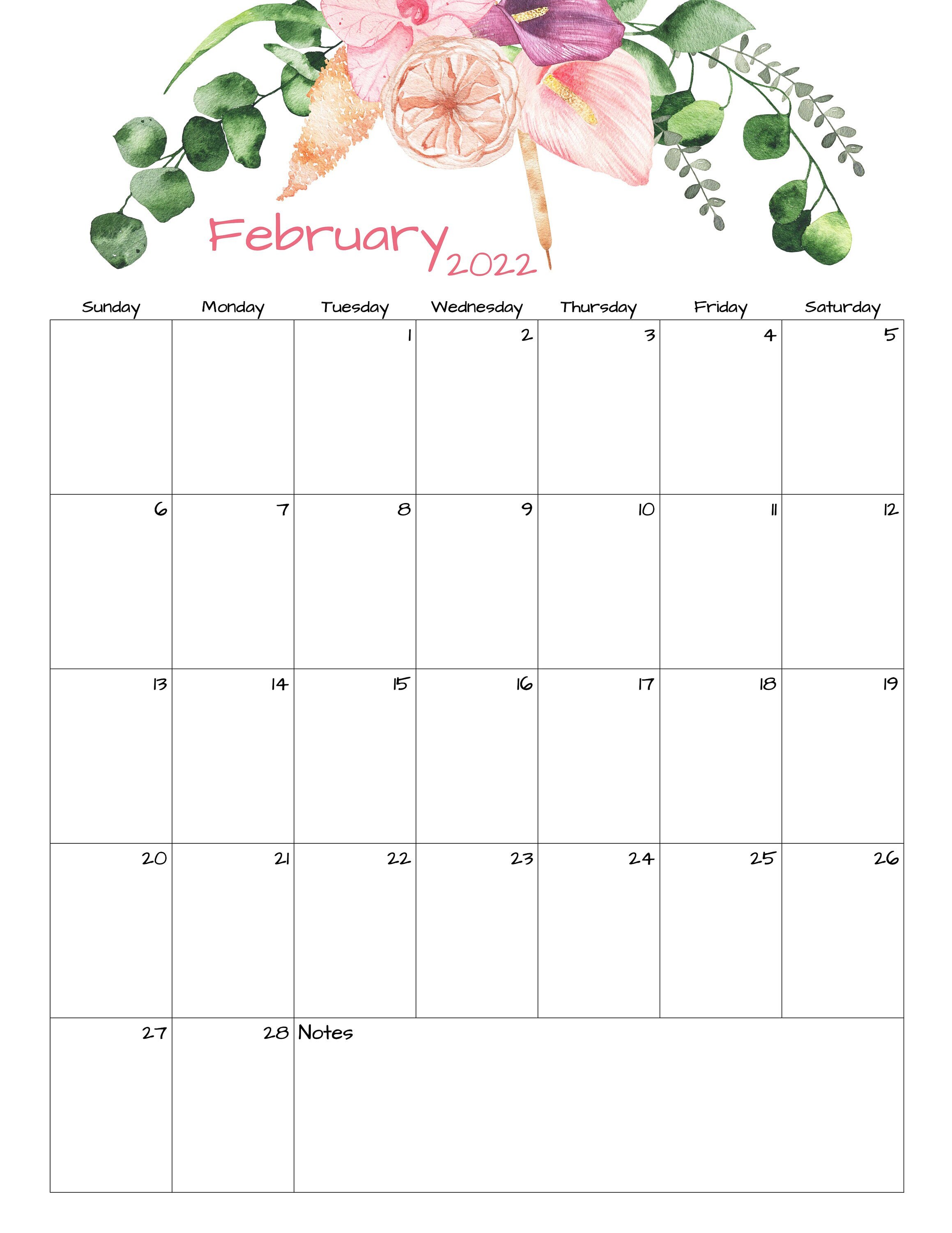 february calendar february 2022 printable calendar etsy