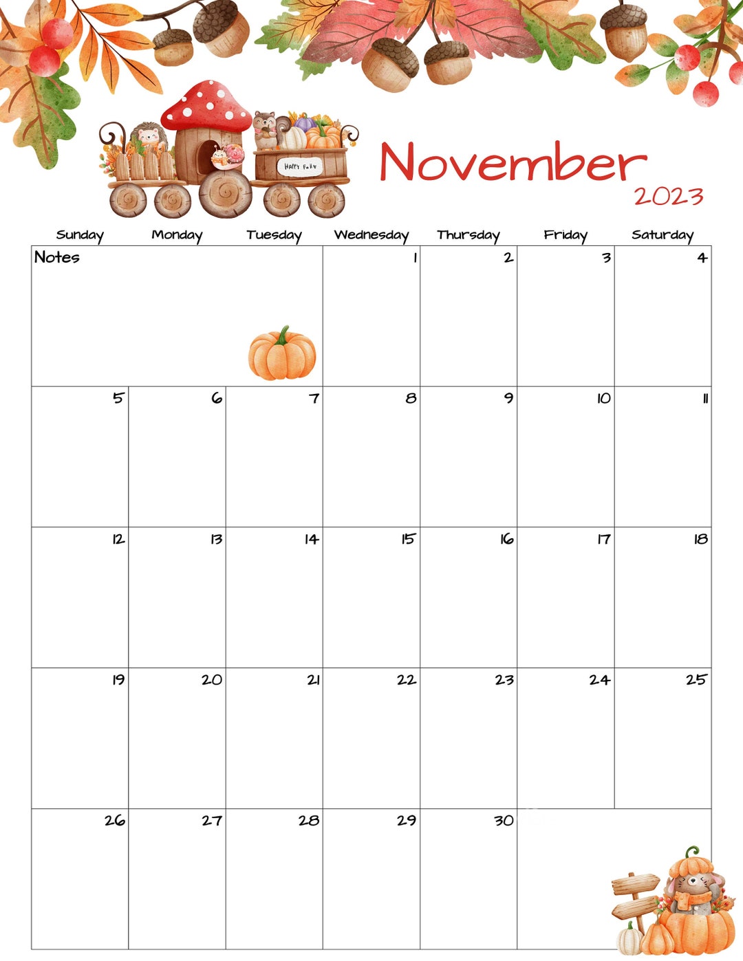 Fillable/editable November Calendar November 2023 Printable Calendar Calendar November Ka