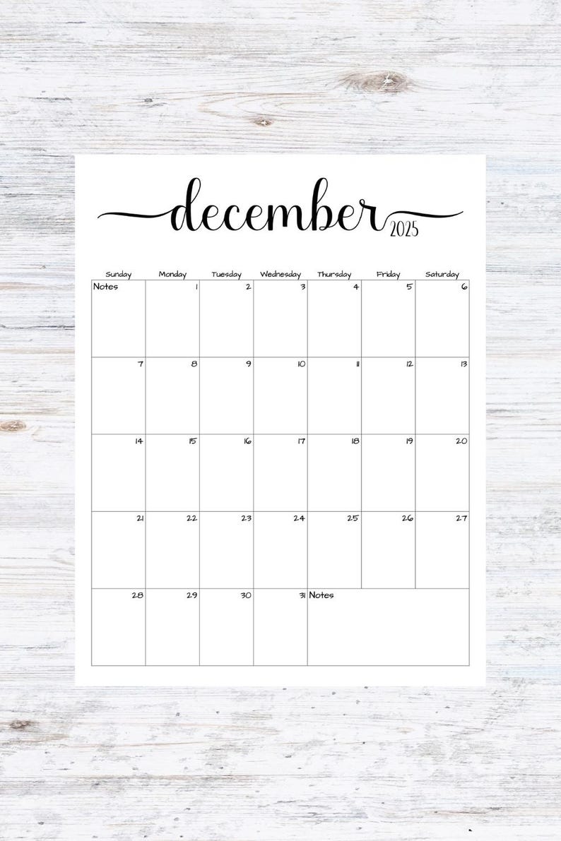 Fillable/editable December 2025 Calendar December 2025 Calendar Simple Script Calendar Instant