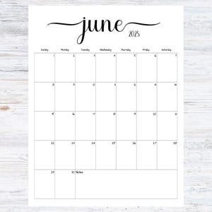 Fillable/Editable June 2025 Calendar | June 2025 Calendar | Simple Script Calendar | Instant Download | PDF, PNG, JPG