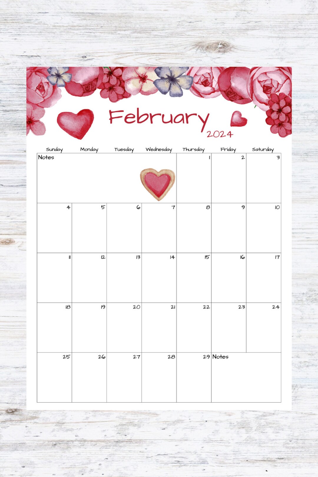 Fillable/editable February Calendar February 2024 Calendar Valentine