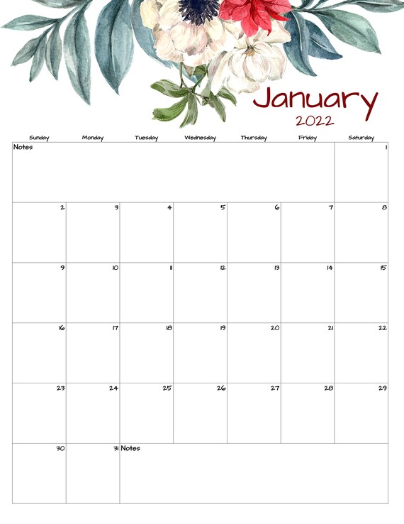 january calendar january 2022 printable calendar winter etsy hong kong
