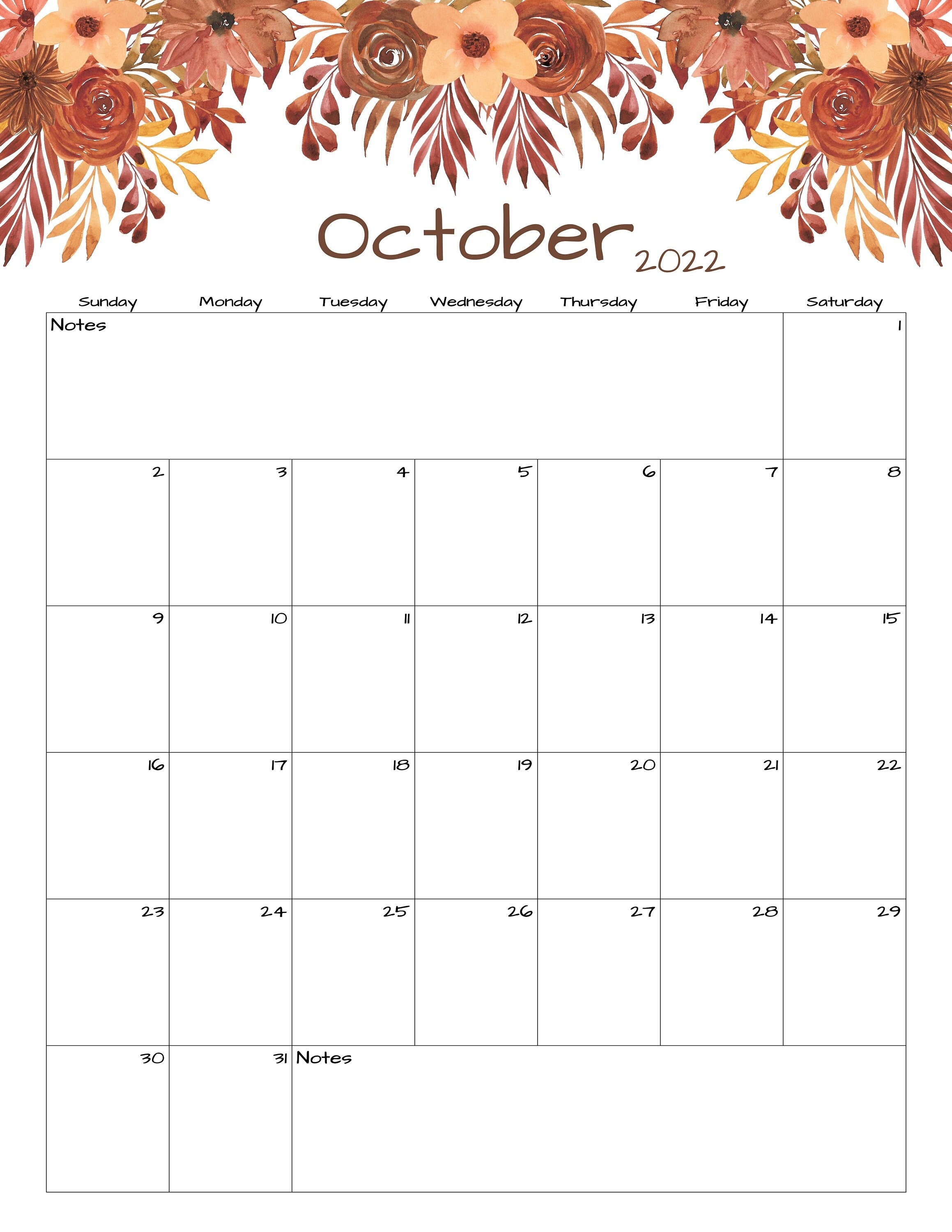 october 2022 calendar printable