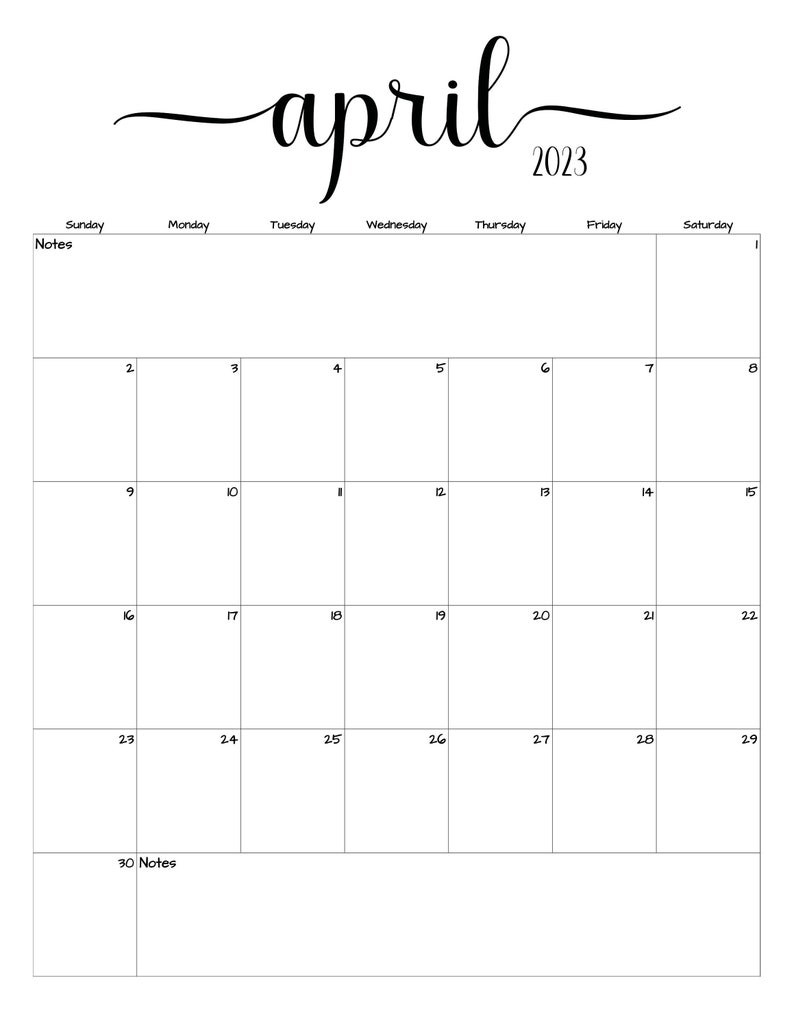 Fillableeditable April 2023 Calendar April 2023 Calendar Etsy