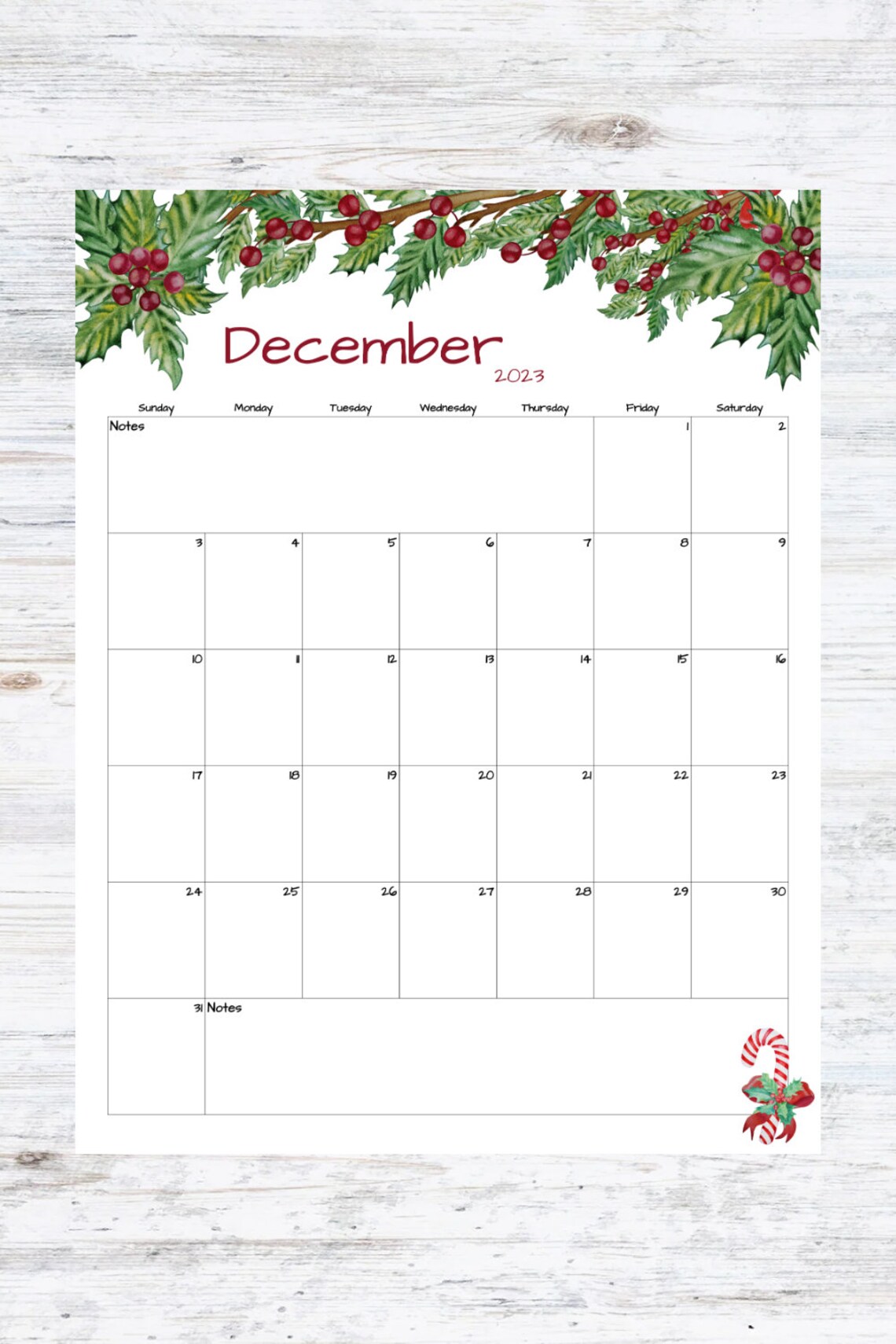 Fillable/editable December Calendar December 2023 Printable Calendar