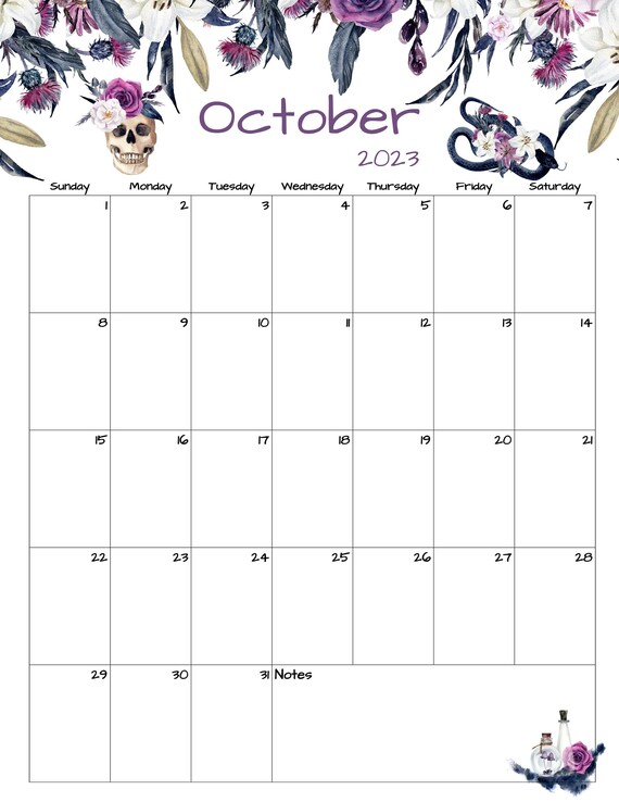 Fillable/editable October Calendar October 2023 Printable Calendar Gothic  Halloween Calendar Download PDF, PNG, JPG Printable - Etsy