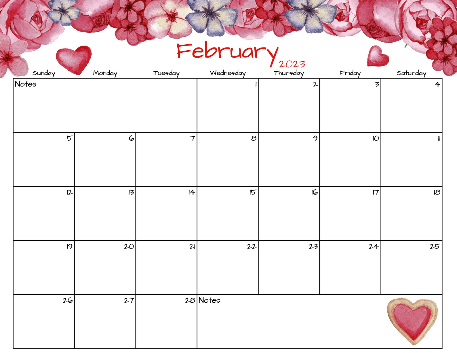 Fillable/editable February Calendar February 2023 Calendar Etsy