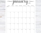 Fillable/Editable January 2026 Calendar | January 2026 Calendar | Simple Script Calendar | Instant Download | PDF, PNG, JPG