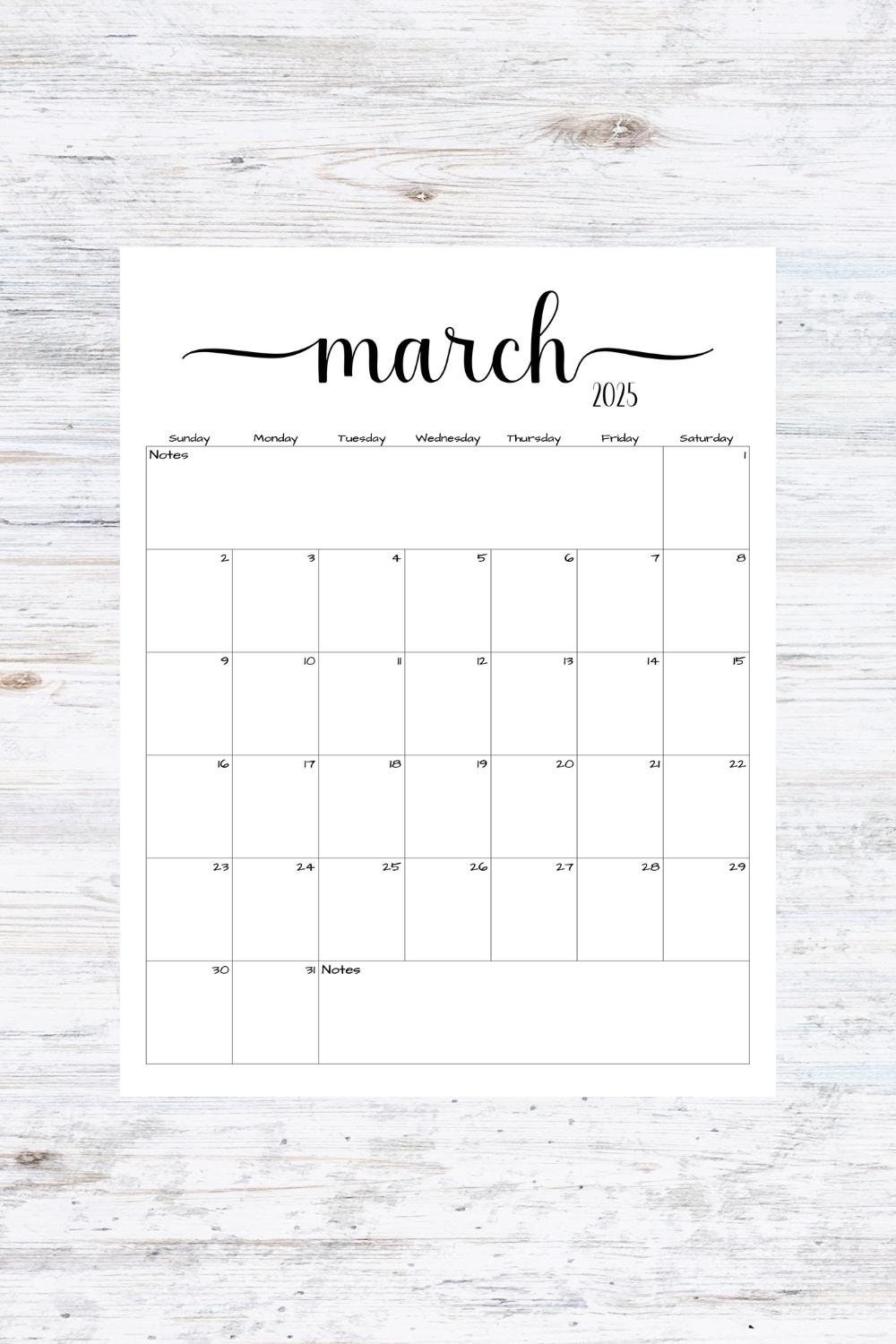 Fillable/editable March 2025 Calendar March 2025 Calendar Simple Script Calendar Instant