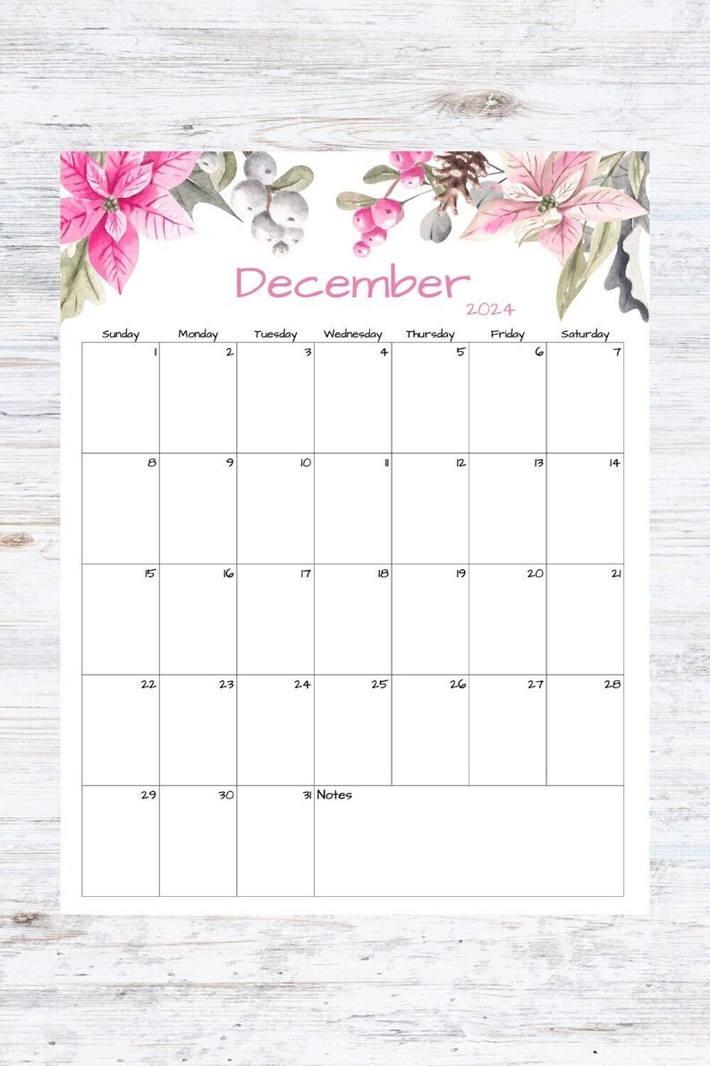 Fillable/editable December Calendar December 2024 Printable Etsy
