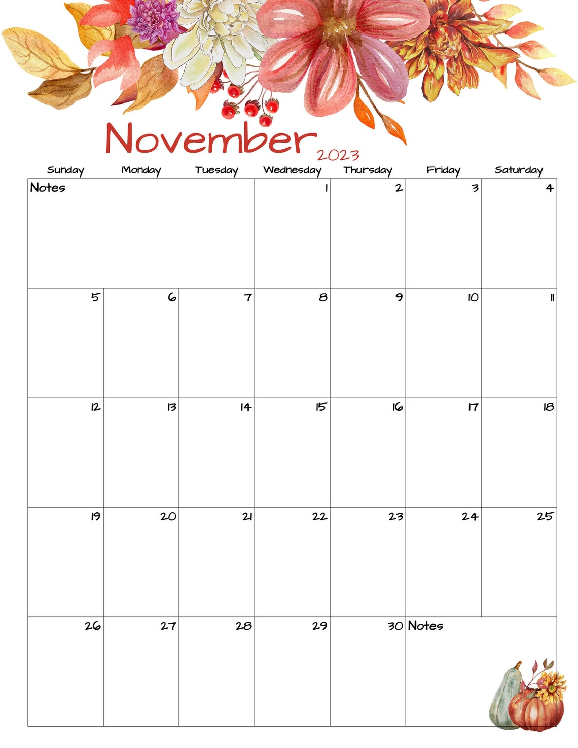 Fillable/editable November Calendar November 2023 Printable Etsy