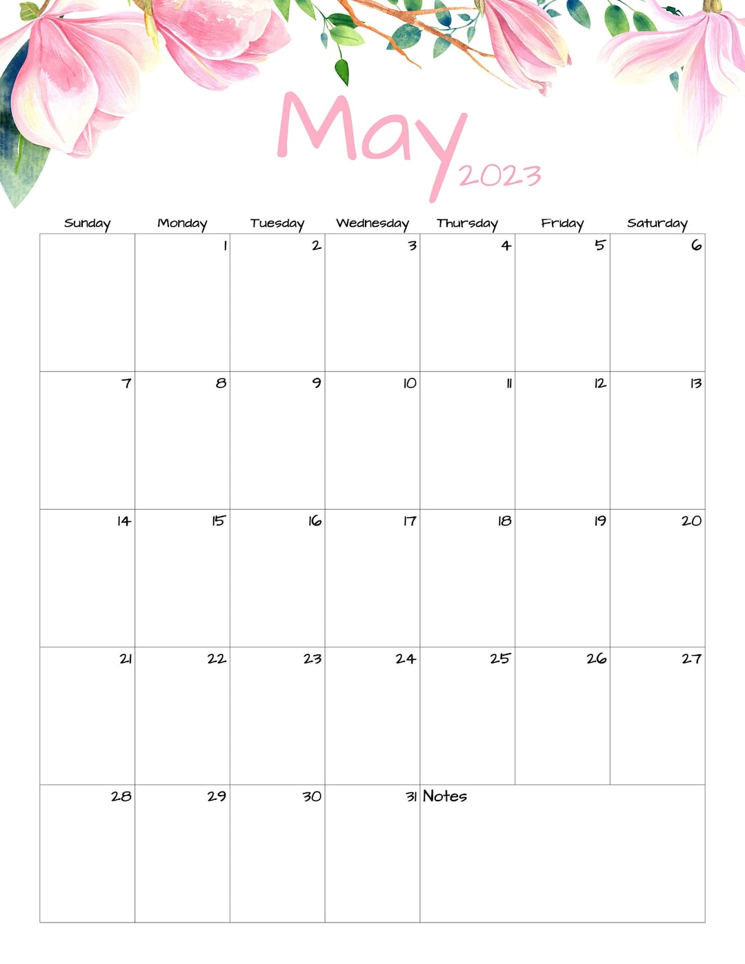 Fillable/editable May Calendar May 2023 Printable Calendar Etsy