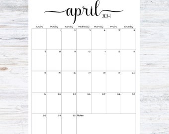 Fillable/Editable April 2024 Calendar | April 2024 Calendar | Simple Script Calendar | Instant Download | PDF, PNG, JPG