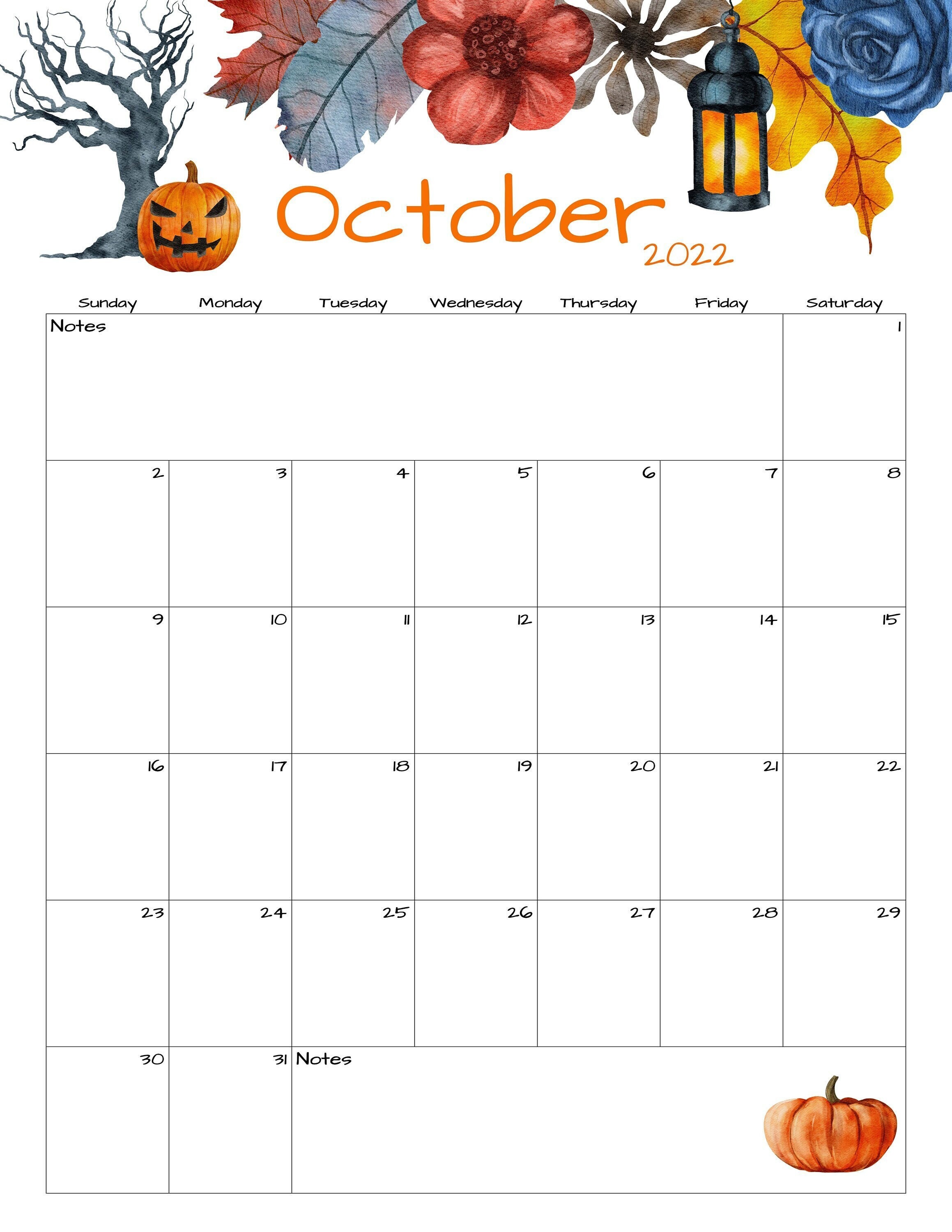 october calendar october 2022 printable calendar halloween etsy