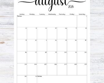 August 2026 Calendar | Fillable Simple Script (PDF, PNG, JPG)