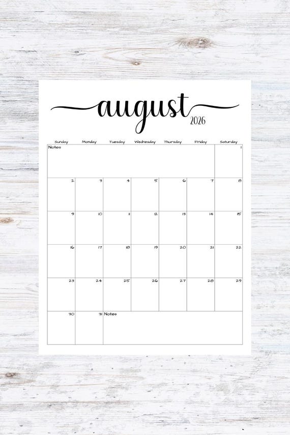 Fillable/Editable August 2026 Calendar | August 2026 Calendar | Simple  Script Calendar | Instant Download | PDF, PNG, JPG